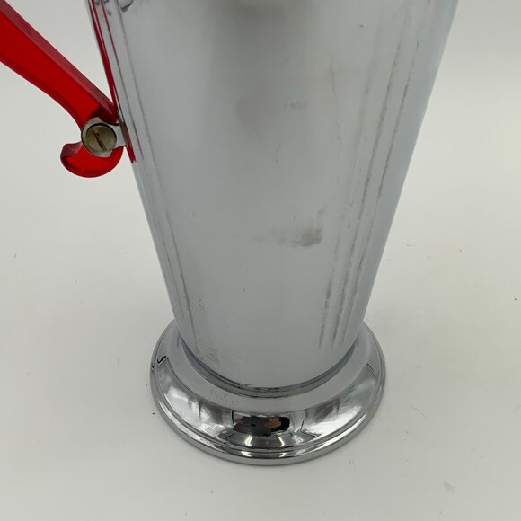 Vintage Art Deco Chrome Cocktail Shaker Mixer Red Bakelite Handle 12" Barware - Picture 7 of 14
